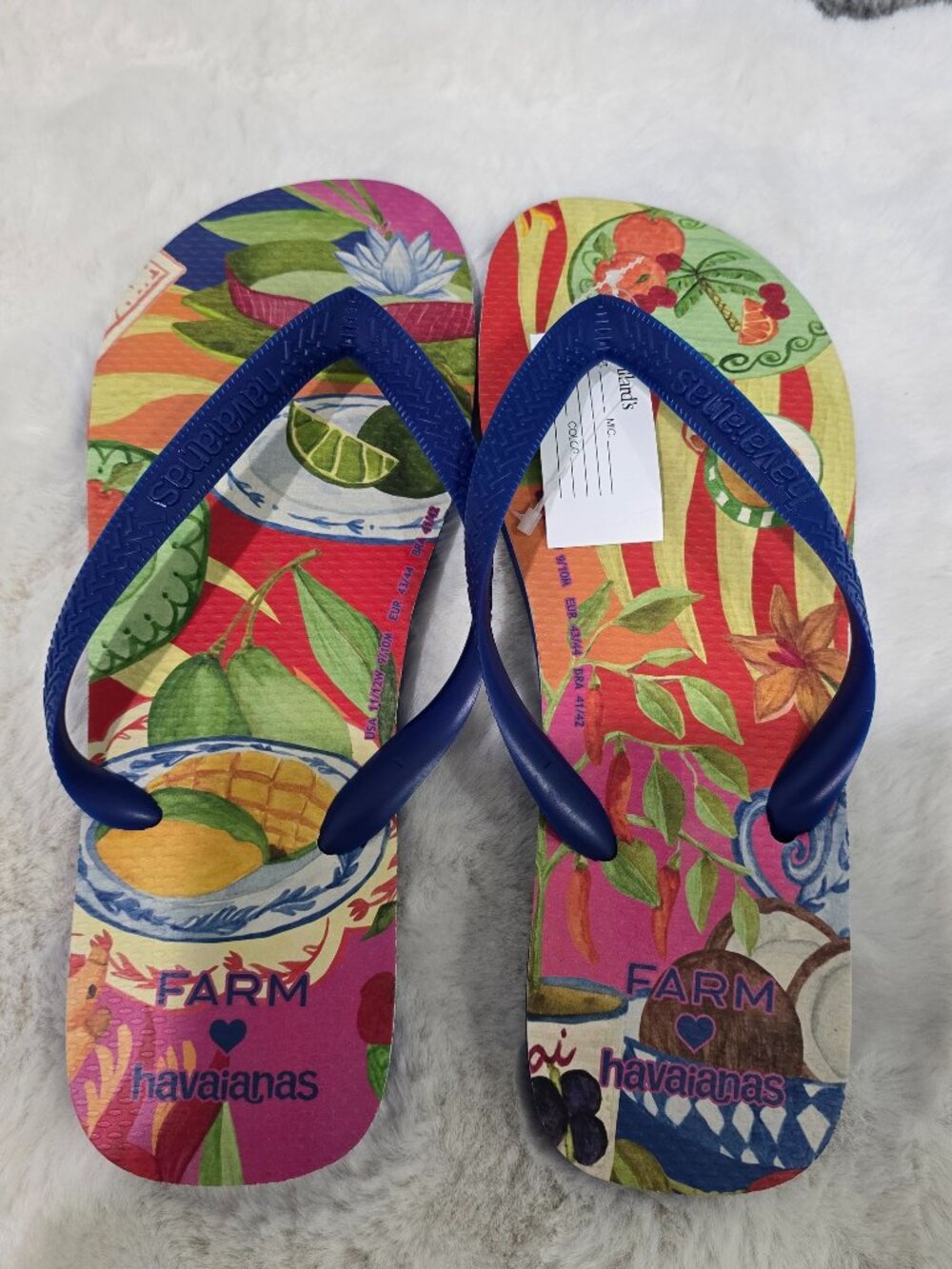 Havaianas X Farm Rio Fruit Pattern Flip Flops size 11 / 12 US NEW No Tags